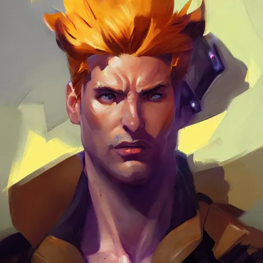 Image similar to Greg Manchess portrait painting of Gambit as Overwatch character, medium shot, asymmetrical, profile picture, Organic Painting, sunny day, Matte Painting, bold shapes, hard edges, street art, trending on artstation, by Huang Guangjian and Gil Elvgren and Sachin Teng