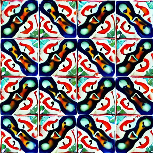 Image similar to psychedelic portuguese azulejo, tile pattern