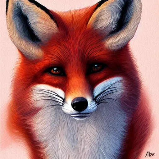 Image similar to A fox, art by marc brunet