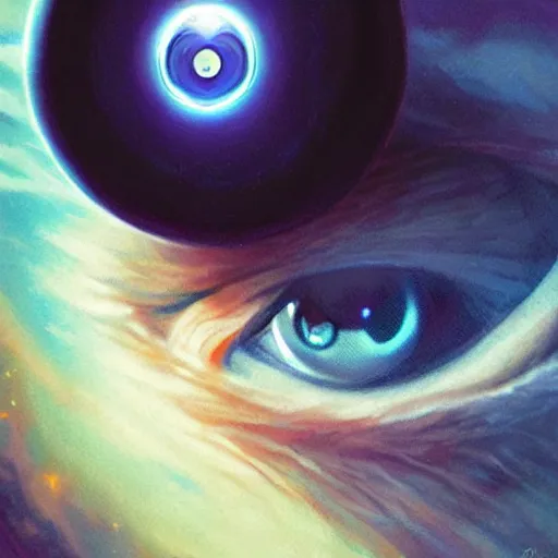 Prompt: A floating, cosmic Eyeball, 8k by artgerm and greg rutkowski