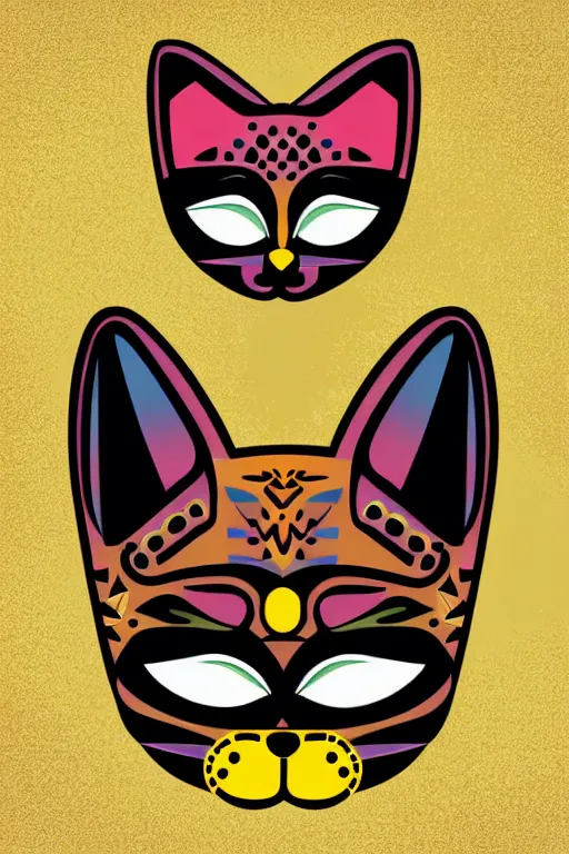 Image similar to Portrait of a cat as a Mexican wrestler in a mask, sticker, colorful, illustration, highly detailed, simple, smooth and clean vector curves, no jagged lines, vector art, smooth