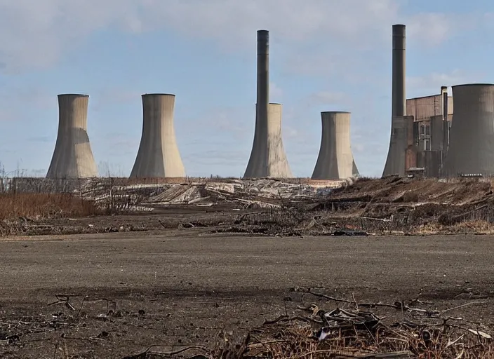 Image similar to this old nuclear power station seems to have been abandoned recently with haste as it is still operating automatically. there are many small piles of barrels marked with the radioactive sign. the place appears to be clear from scavengers at first glance but there may be traps inside set by the leaving operators.