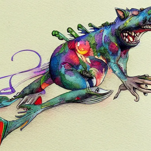 Image similar to ratfink, centered award winning watercolor pen illustration, by caroline choi, edited by range murata