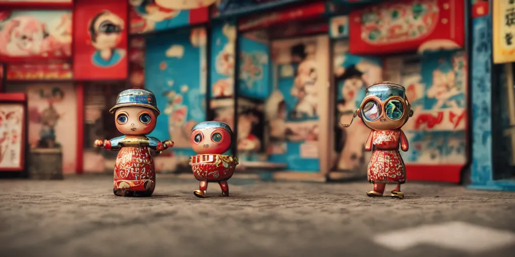 Image similar to closeup portrait of tin toy retro tokyo corner store, depth of field, zeiss lens, detailed, centered, photoshoot, by nicoletta ceccoli, mark ryden, lostfish, breathtaking, 8 k resolution, extremely detailed, beautiful, establishing shot, artistic, hyperrealistic, octane render, - h 8 0 4