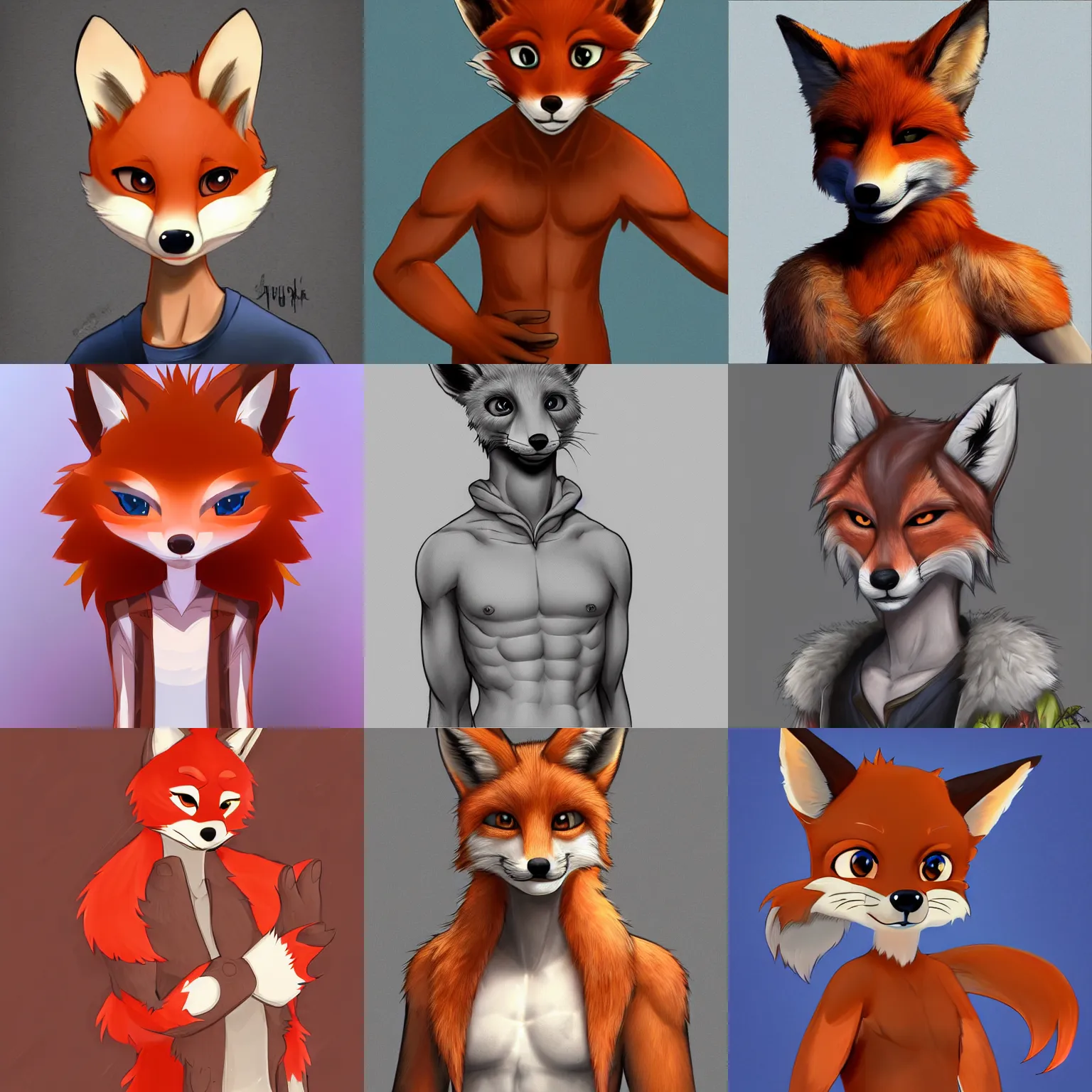 Prompt: very beautiful digital art of a cute cartoon male humanoid anthro furry fox character, highly detailed, trending on FurAffinity