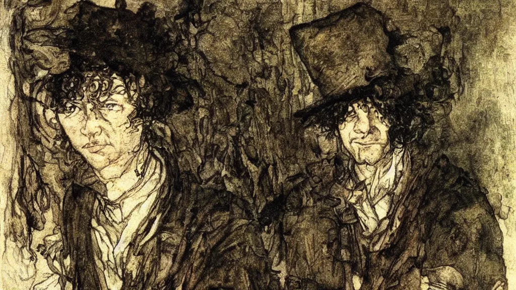 Prompt: self portrait by Arthur Rackham.