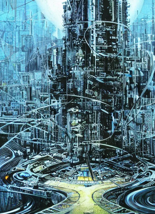 Prompt: artistic depiction of the future of the human civilization and technology, by deodato, mike, highly detailed, futuristic, sophisticated, mesmerizing, technological, prediction of the future
