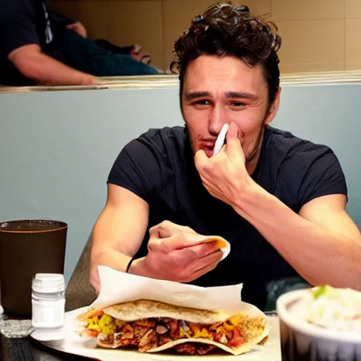 Image similar to James Franco eating a burrito