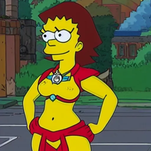 Image similar to pyra from xenoblade chronicles 2 in the simpsons