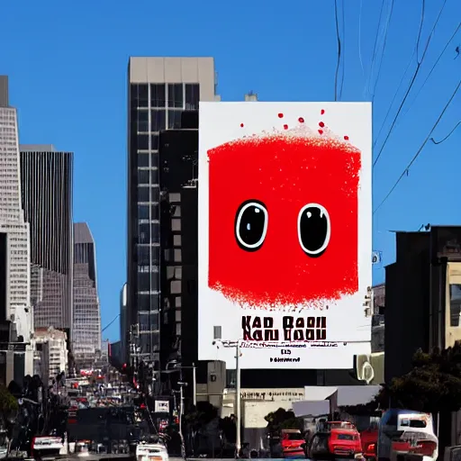 Image similar to bill board in san francisco advertising radioactive kool aid, artstation