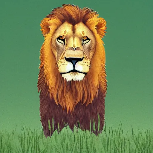 Image similar to Lion in a meadow with hornbeam, Behance, illustration, vector, sharp focus, 4k