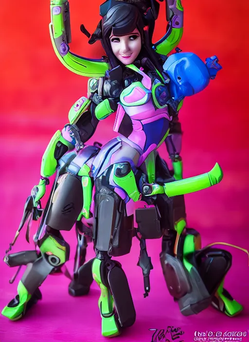 Image similar to d. va from overwatch at burning man, stop motion vinyl action figure, plastic, toy, in style of michael cheval, 3 5 mm