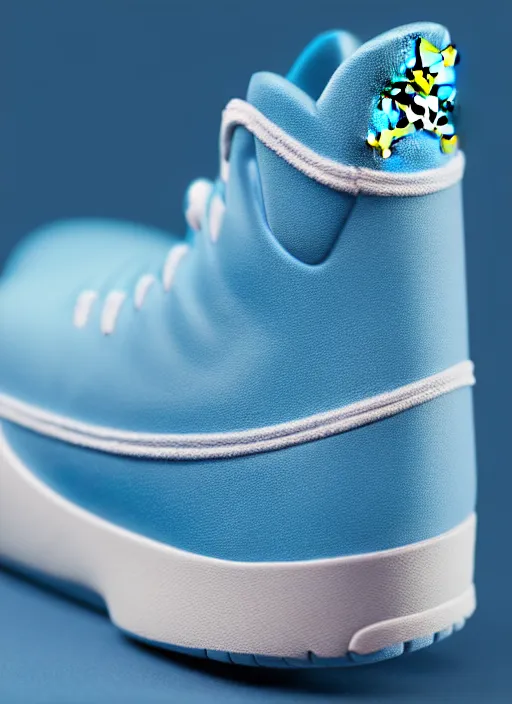 Image similar to hyperrealistic and heavy detailed product photo jordan shoe of marge simpson, in front of white back drop, whole shoe is in picture, leica sl 2 5 0 mm, vivid color, high quality, high textured, real life,