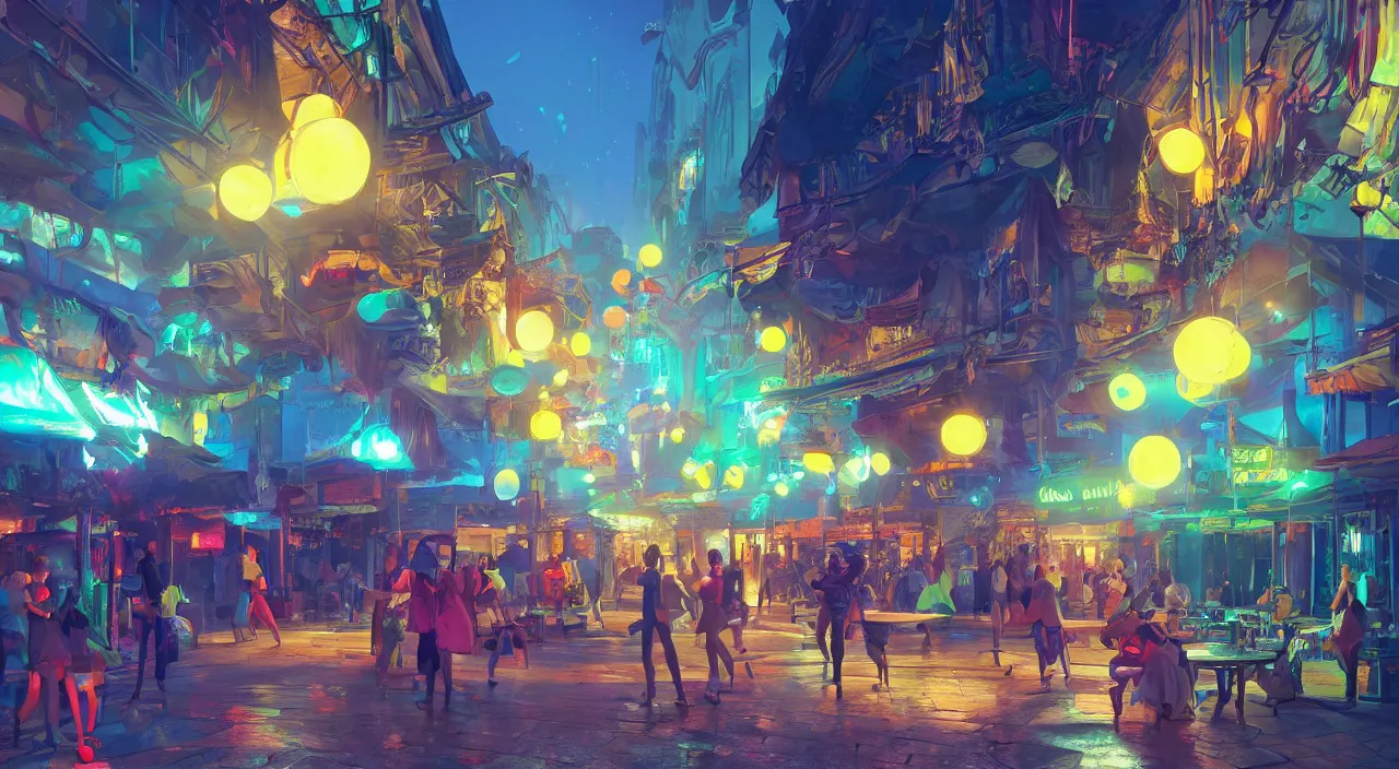 Image similar to bazaar zouk oriantal multicolorful sky shine place mosquet painting stylized digital video game icon global illumination ray tracing 8 k hd resolution, by ilya kuvshinov and cushart krentz and gilleard james