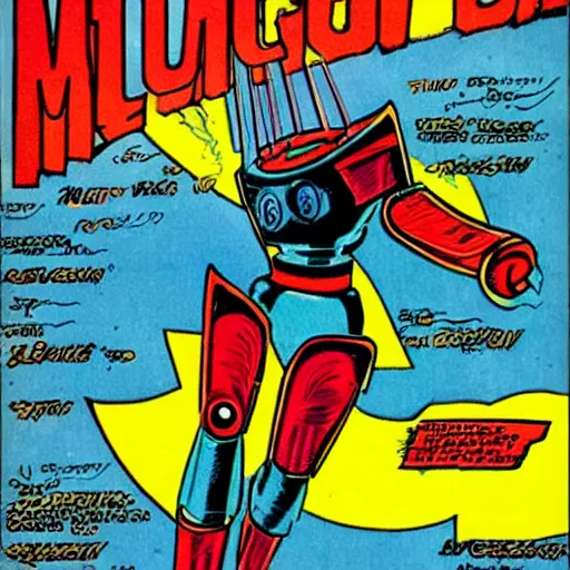 Image similar to magnus, robot fighter, comic art by bob kane, retrofuturism,