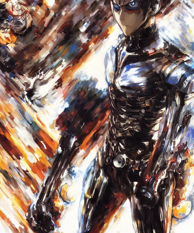 Prompt: genos from one punch man, collaborative painting by greg ruthowski, yoshikata amano, yoji shinkawa, highly detailed, complex, exquisite and beautiful, 4 k, 8 k, artstation