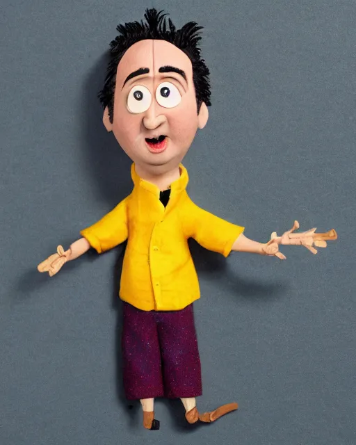 Image similar to John Belushi as a Stop Motion puppet in the style of Coraline and Laika Studios. Studio Lighting