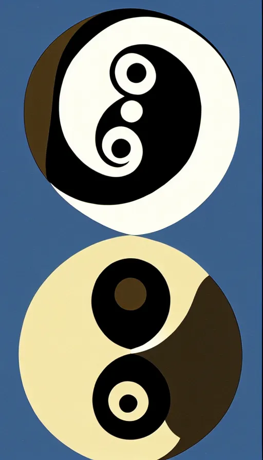 Image similar to Abstract representation of ying Yang concept, by don bluth