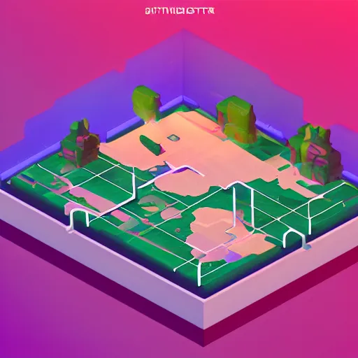 Prompt: isometric game art big world view with grid that separates islands, lights with bloom, trending on artstation, mohamed chahin style, cycles render with ambient lights and volume 4 k