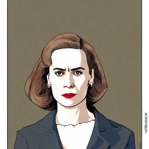 Image similar to sarah paulson retro minimalist portrait by jean giraud, moebius starwatcher comic, 8 k