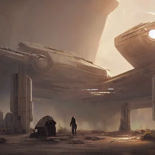 Image similar to star wars concept art by greg rutkowski, brutalist buildings in the middle of a savannah landscape, cinematic sunset lighting, dramatic atmosphere.