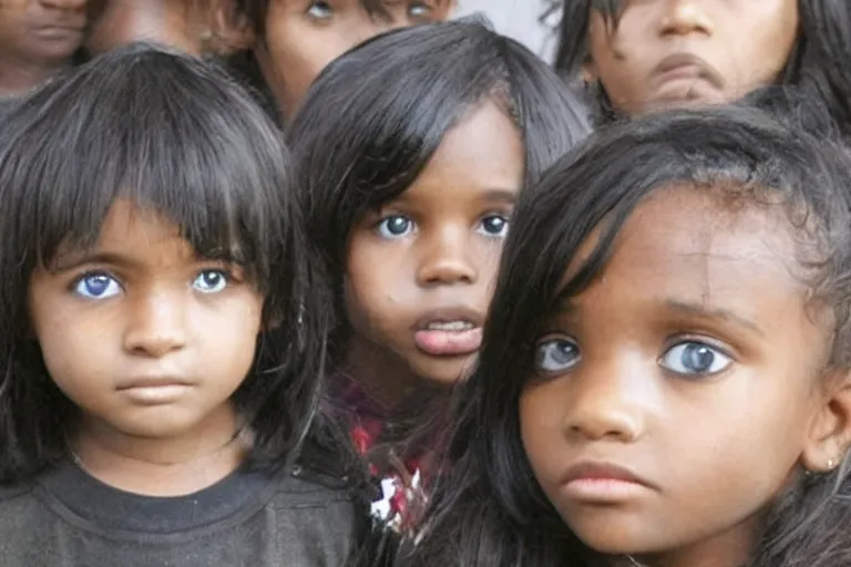 Image similar to kids with black alien eyes,