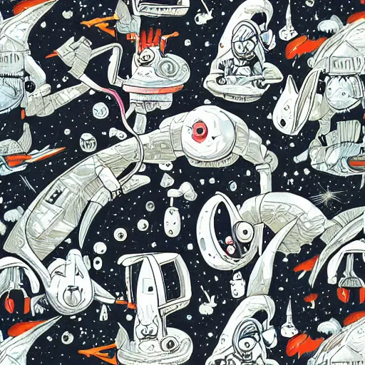 Image similar to A lost sci-fi rabbit, space rabbit, interstellar black hole, by James Jean And WLOPPRO