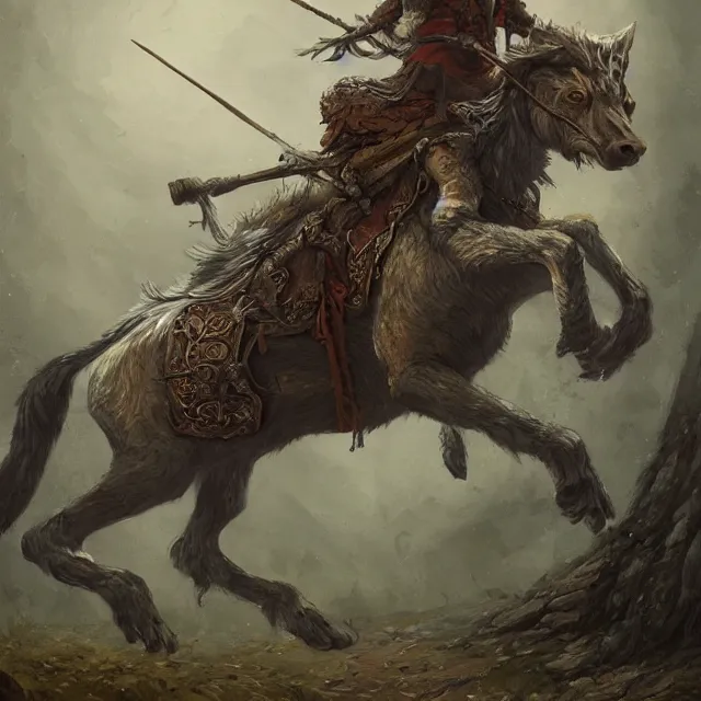 Image similar to young tsarevitch ivan riding on big grey wolf, slavic folk fairytale, story, fable, dramatic, fantasy art, an ultrafine detailed painting, academic art, ornate, inticate, elegant, sharp focus, artstation, by pavel korin, viktor vasnetsov