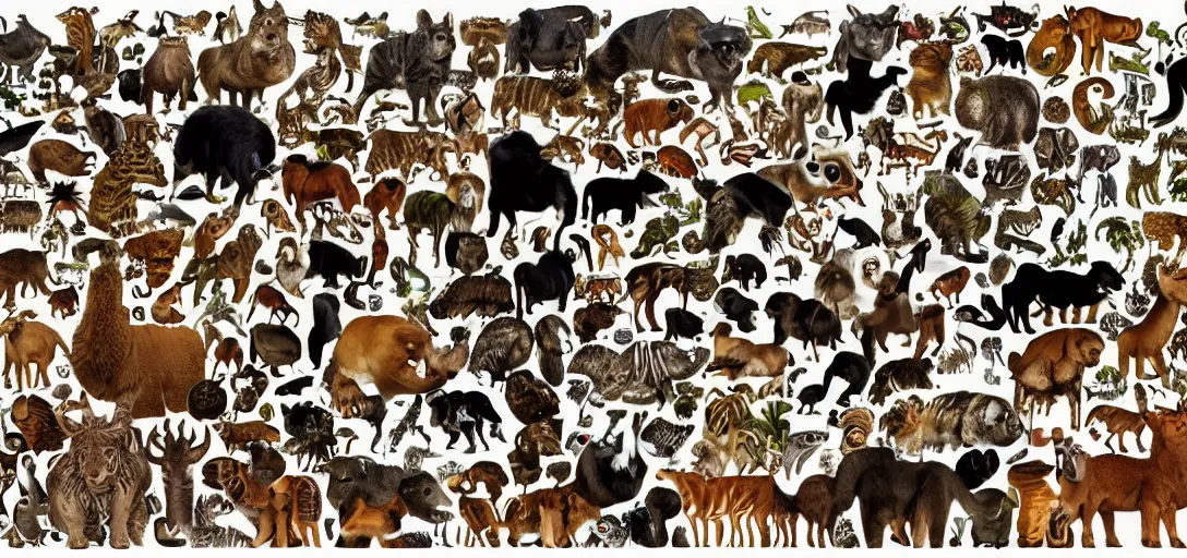 Prompt: all animals on earth fit in one picture