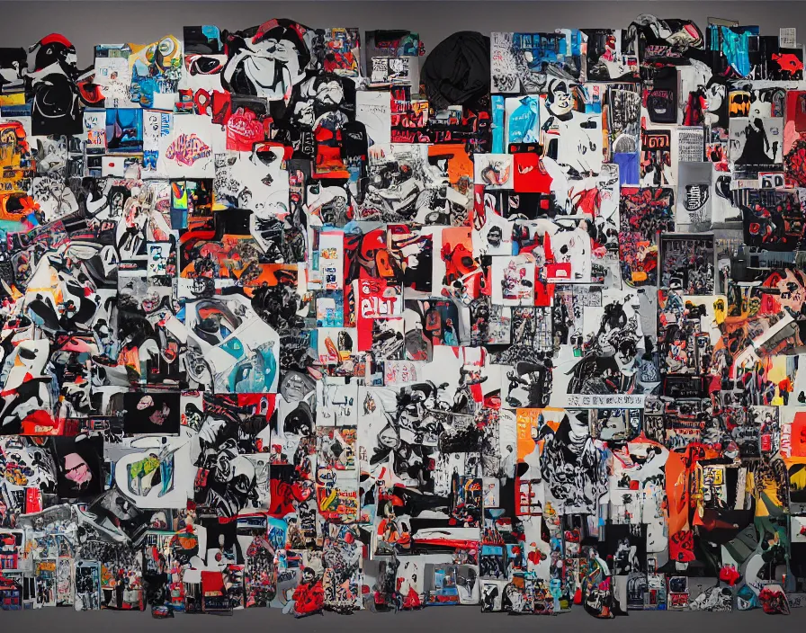 collage made of magazine cutouts, one large central