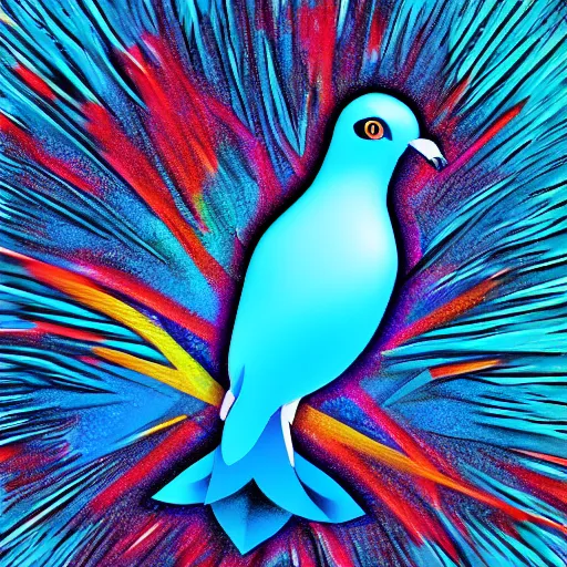 Image similar to An electric blue dove. Colourful. High detail. Unreal 5. God. digital art