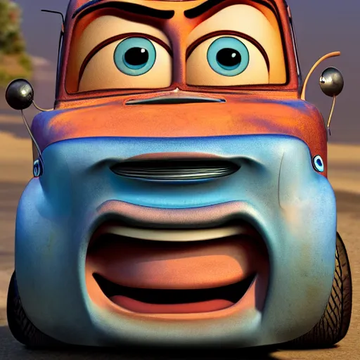 Image similar to mater from cars, human being, portrait, 4 k