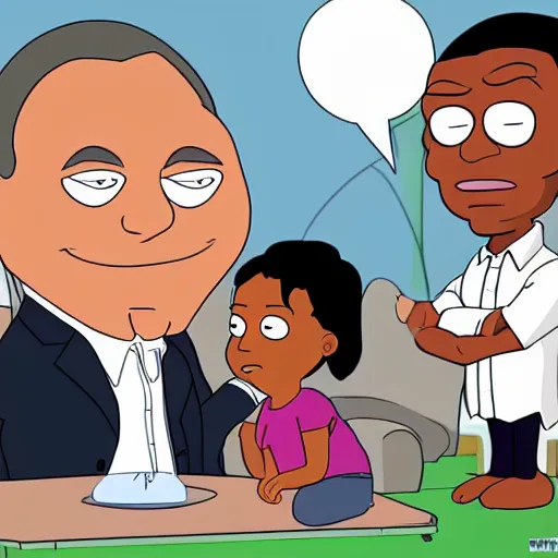 Prompt: Barack Obama in the style of Family Guy, key anime visual, official modern cartoon animation style