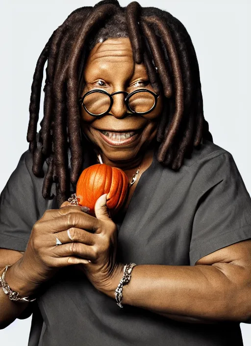 Prompt: whoopi goldberg goldberg the wrestler, fancy pumpkin surprise, mega lotto style, octane render farm