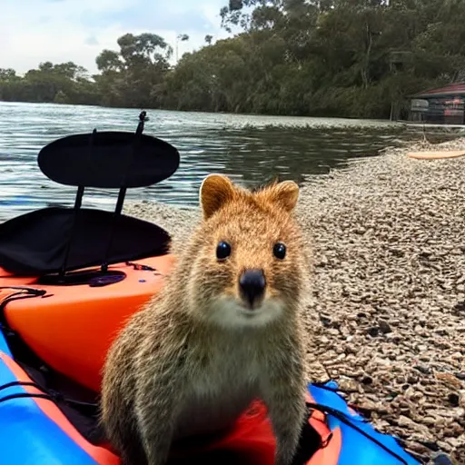 Image similar to a quokka on a kayak