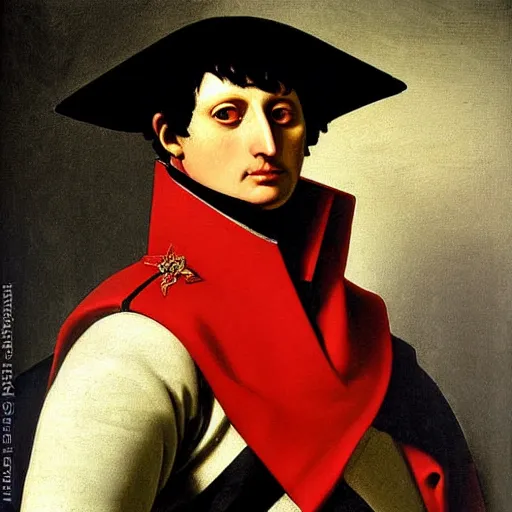 Image similar to Beautiful painting very detailled of Napoléon Bonaparte by Michelangelo Merisi da Caravaggio