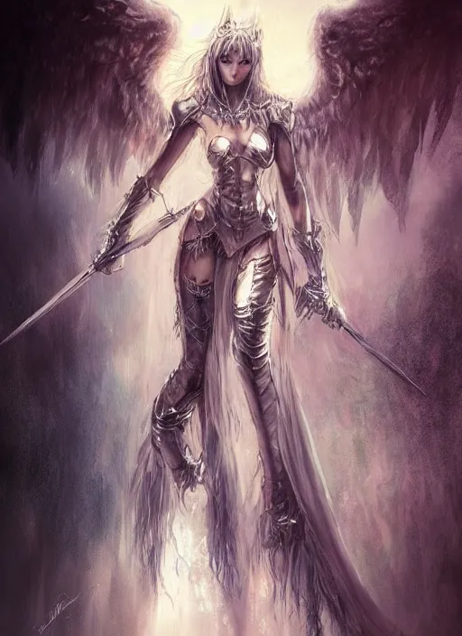 Image similar to concept art, angel knight girl. by artstation trending, by joseph mallord william turner, luis royo, highly detailed