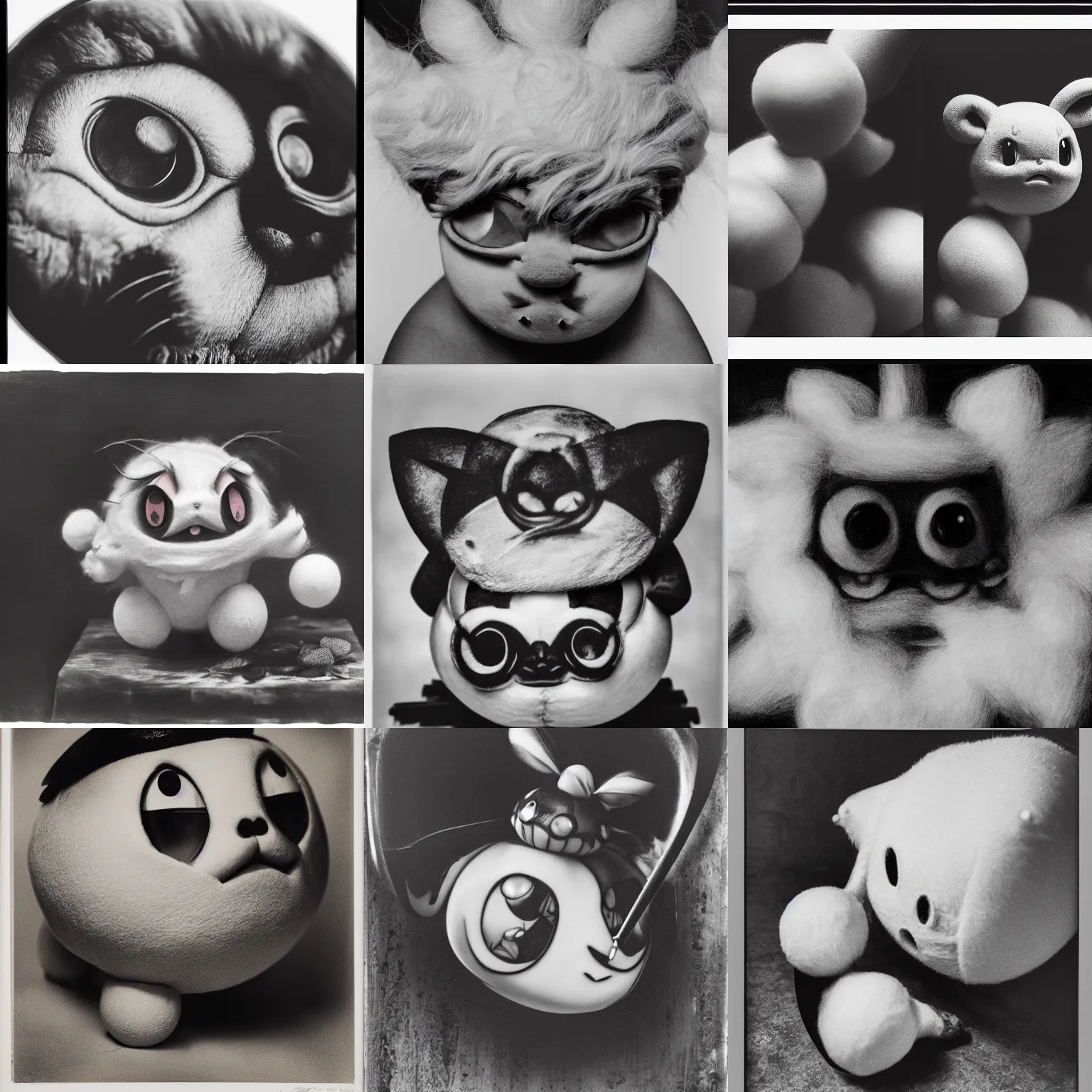 Prompt: Jigglypuff, photo by Joel-Peter Witkin, extremely detailed, black and white, high contrast, award-winning,