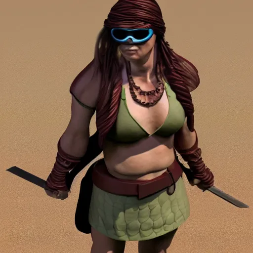 Prompt: hyperrealistic 3 d model of a female cyclops warrior