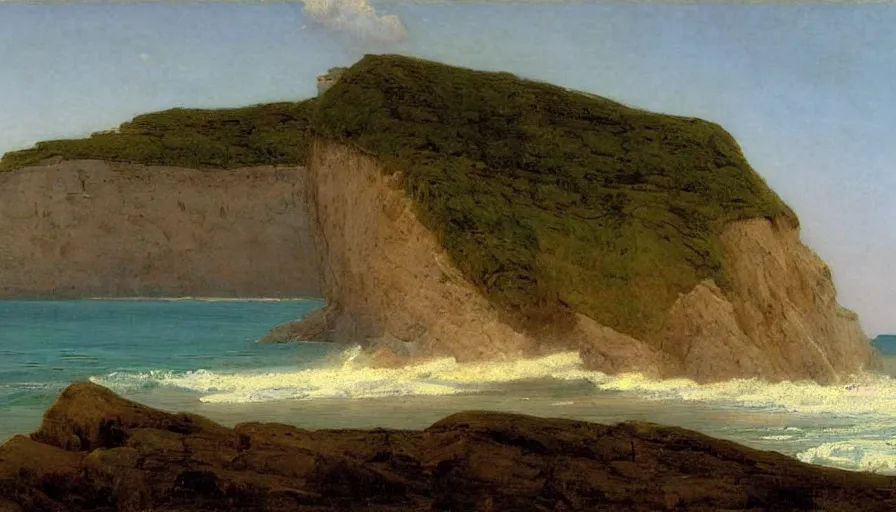 Prompt: a beautiful view of the cliffs at the beach, by william stanley haseltine