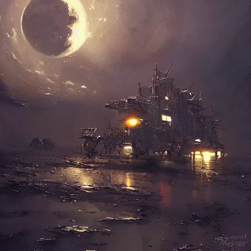 Prompt: the moon landing, steampunk, by greg rutkowski