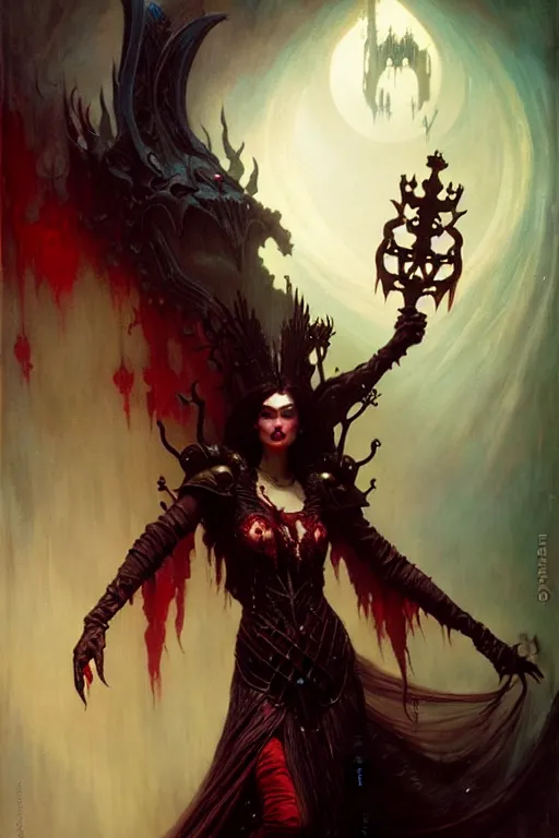 Image similar to the dark magic queen of hearts, dark fantasy by gaston bussiere, bayard wu, greg rutkowski, giger, maxim verehin