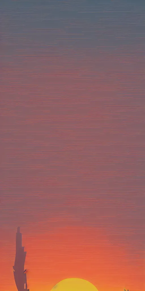 Image similar to a beautiful sunset, 2d minimalist vector art, high contrast neon cyberpunk palette, hd phone wallpaper
