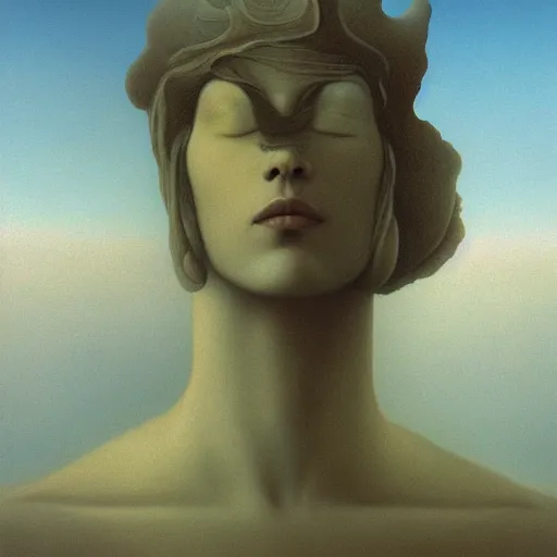 Image similar to Boreas by Zdzisław Beksiński, oil on canvas