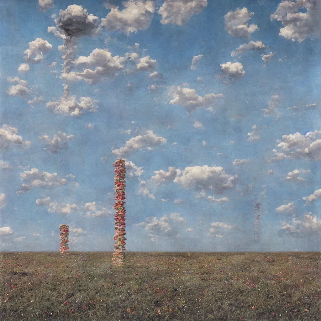 Image similar to a single! colorful! fungus tower clear empty sky, a high contrast!! photorealistic painting by giorgio barbarelli da castelfranco and rinko kawauchi, hard lighting, masterpiece,