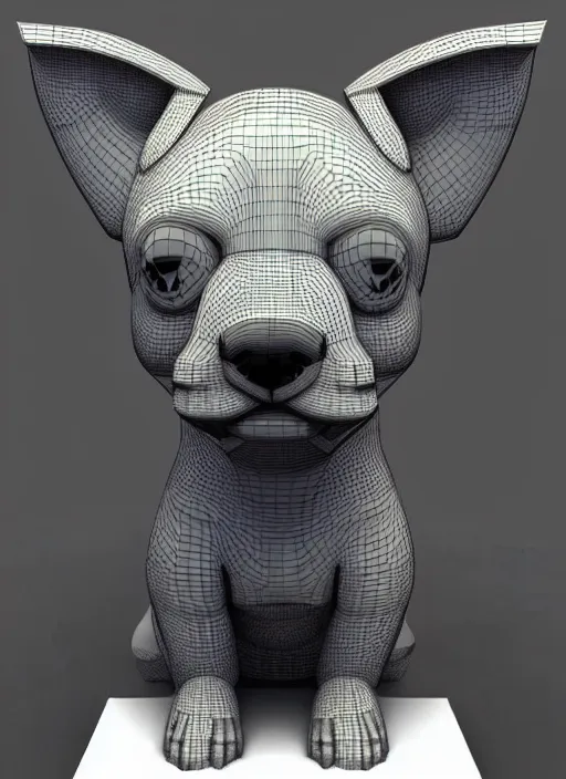 Prompt: 3 d cell shaded portrait painting of cute puppy statue, 3 d cell shaded cubism, in the style of picasso 3 d cell shaded, elegant, highly detailed, artstation, art by picasso 3 d cell shaded unreal engine