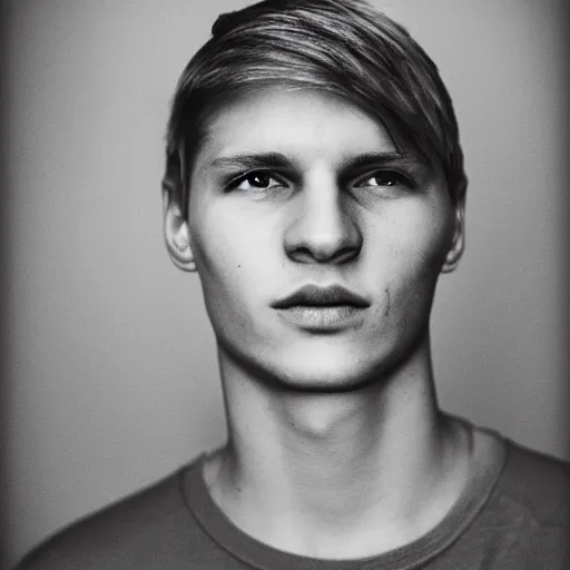 Prompt: s1mple, portrait, 35mm film, by Hedi Slimane