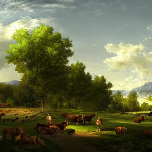 Prompt: a pastoral landscape being disassembled by nanomachines digital art high resolution