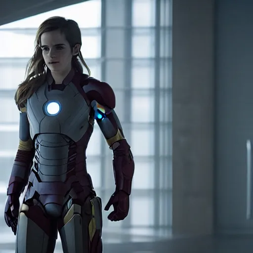 Image similar to a still of emma watson in iron man