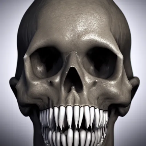 Image similar to extreme closeup photo of a man with a very wide open mouth with a skull inside his mouth, 3D render,subsurface scattering,global illumination,raytracing,studio lighting,cinematic,photorealistic,4k, UHD, HDR